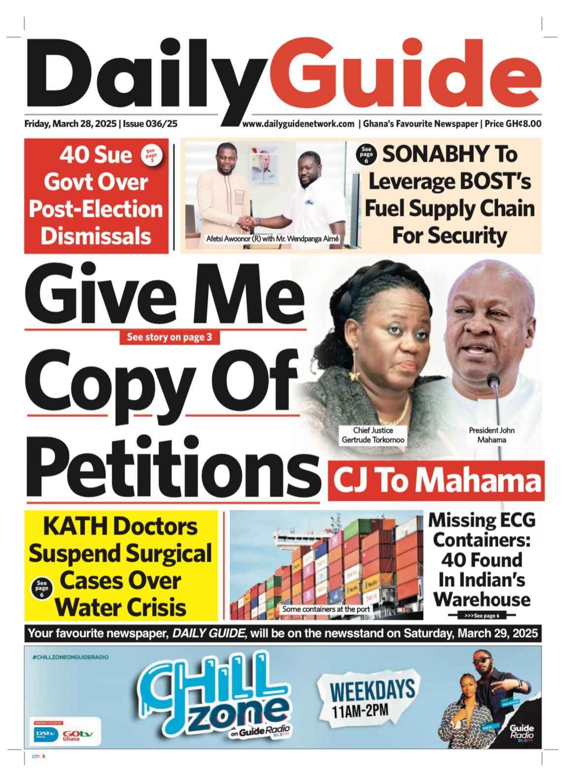 Newspaper Front Pages: Friday March 28, 2025