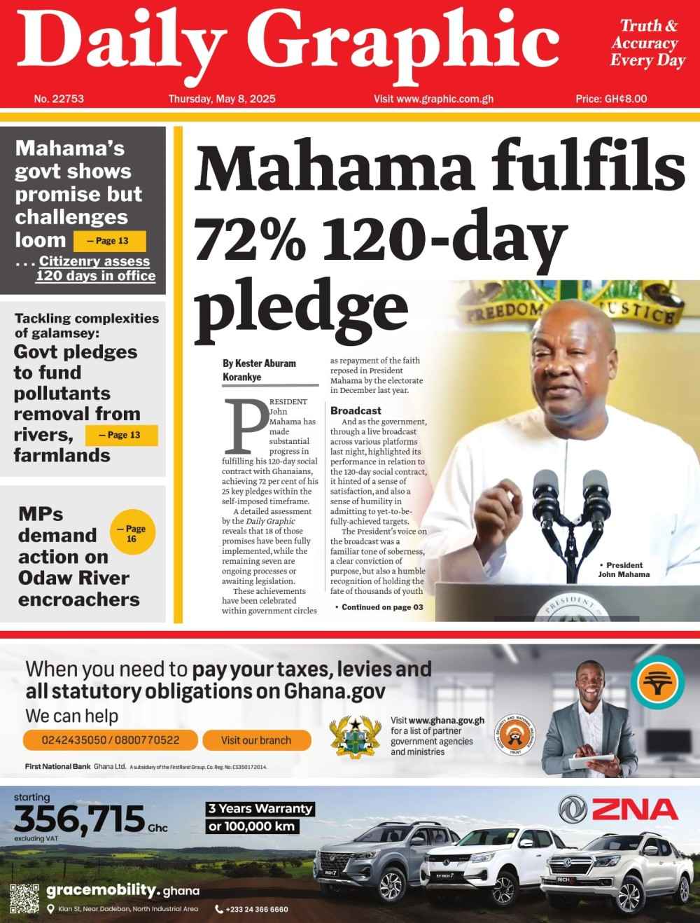 Newspaper Front Pages: Thursday 8th May 2025