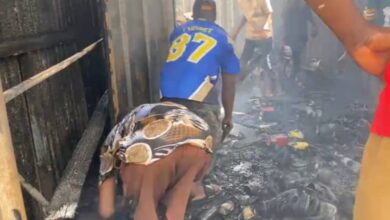 Photo of Fire destroys shops at Madina Ritz Junction; cause yet to be established