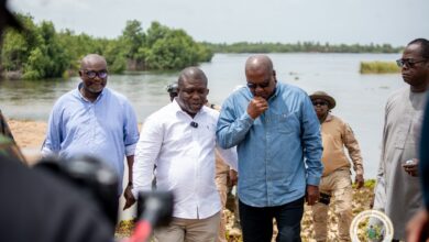 Photo of Mahama Tours Fuveme in Volta Region Following Devastating Tidal Waves